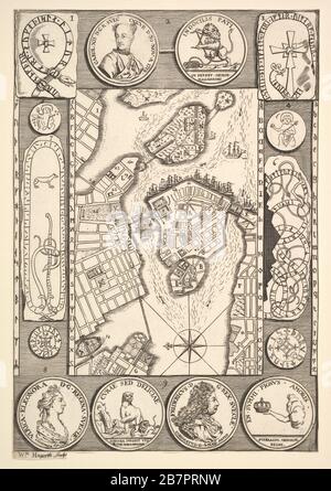 Karte von Stockholm (Aubry de La Mottraye's "reist durch Europa, Asien und in einen Teil Afrikas...", London, 1724, Bd. II, pl. 32), 1723-24. Stockfoto