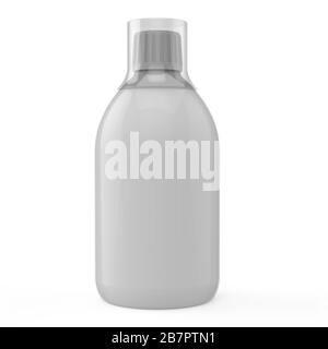 3D-Abbildung, weiße Flasche auf weißem Hintergrund Stockfoto