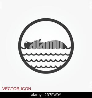 Hippopotamus-Ikonenvektor, flache Ikonen afrikanischer Tiere Stock Vektor