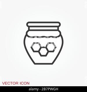 JAR-Vektorsymbol mit isolierter Kappe auf dem Hintergrund. Honigsymbol Stock Vektor