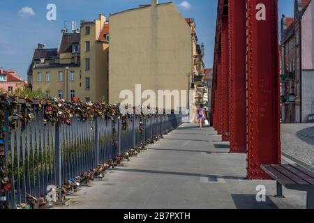 Die Jordanbrücke über den Fluss Cybina, Posen, Polen 2019. Stockfoto