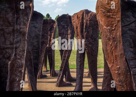 "Die unerkannten", eine Skulptur von Magdalena Abakanowicz, im Zitadellenpark in Posen, Polen 2019. Stockfoto