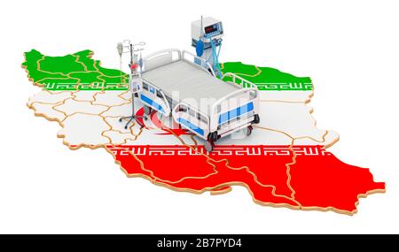 Intensivstation IS im Iran, 3D-Rendering isoliert auf weißem Hintergrund Stockfoto