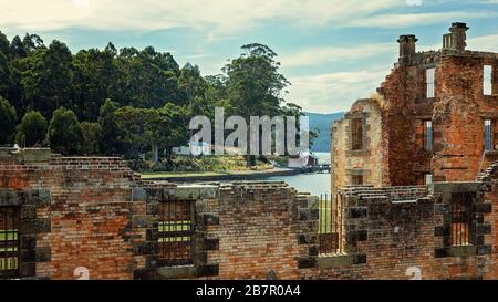 Die ehemalige Strafkolonie von Port Arthur auf der Halbinsel Tasman, wo Strafgefangene transportiert und in Australien untergebracht wurden, heute eine Touristenattraktion. Cin Stockfoto