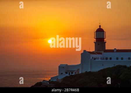Leuchtturm von Cape Saint Vincent. Sagres, Algarve, Portugal Stockfoto