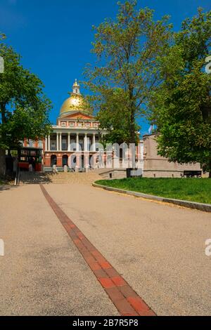 Boston Freedom Trail mit blauem Himmel Stockfoto