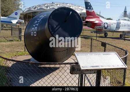 Hampton, VA/USA-März 1.2020: Ein Nachbau der Mercury Test Capsule im Air Power Park in Hampton, Virginia. Stockfoto