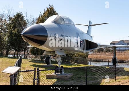 Hampton, VA/USA-März 1.2020: Flugzeuge der US-Luftwaffe im Air Power Park ausgestellt. Stockfoto