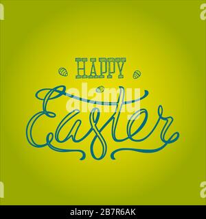 Frohe Ostern handgezeichnete Pinselschrift Vintage Grußkarte für Feiertage, moderner Kalligraphie-Stil. Sonntag Postkarte, Karte, Einladung, Poster, Banner Stock Vektor