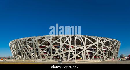 Chinesisches Nationalstadion, Vogelnest, in Peking China Stockfoto