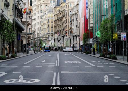 Lockdown in Madrid wegen Coronavirus während des Ausnahmezustands in Spanien. Stockfoto