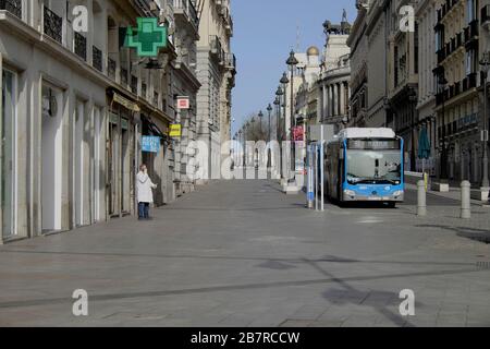 Lockdown in Madrid wegen Coronavirus während des Ausnahmezustands in Spanien. Stockfoto