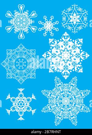 Classic Snow Flake Set - Vintage-Stil Schneeflocken gut für Weihnachten Hintergründe Stock Vektor