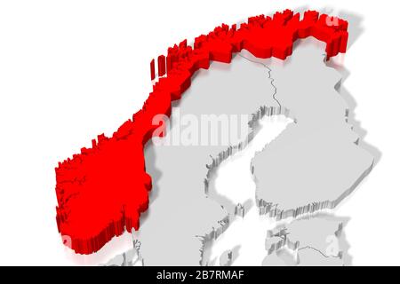 3D-Karte - Norwegen Stockfoto