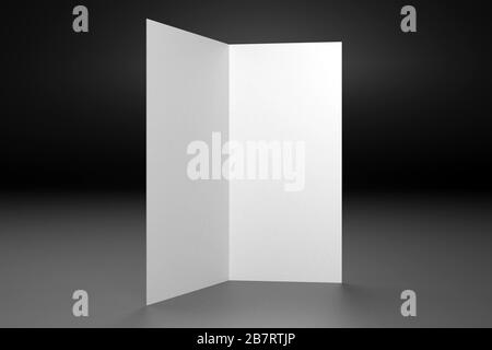 Broschüre/Broschüre/Einladungs-Mockup (2 x DL, 2 x 99 x 210 mm) - 3D-Rendering Stockfoto