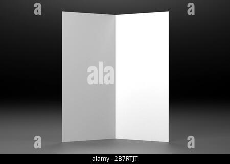 Broschüre/Broschüre/Einladungs-Mockup (2 x DL, 2 x 99 x 210 mm) - 3D-Rendering Stockfoto