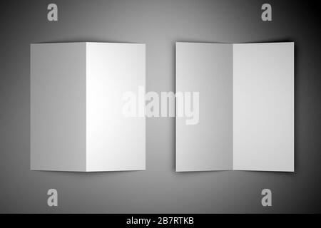 Broschüre/Broschüre/Einladungs-Mockup (2 x DL, 2 x 99 x 210 mm) - 3D-Rendering Stockfoto