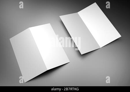 Broschüre/Broschüre/Einladungs-Mockup (2 x DL, 2 x 99 x 210 mm) - 3D-Rendering Stockfoto
