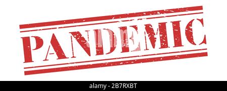 Pandemiestempel. Vektorbanner in Verdrängnis. Vintage-Grunge-Schild in roter Tinte. Eps 10 Stock Vektor