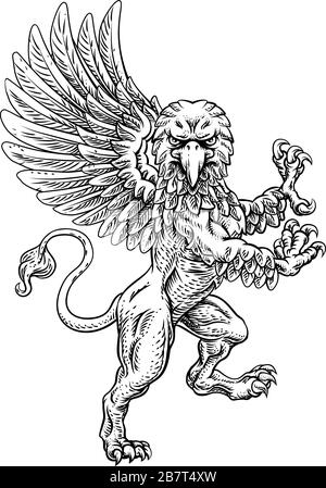 Griffon Rampte Griffin Wappen Crest Mascot Stock Vektor