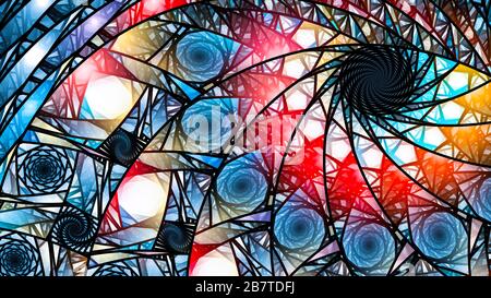 Leuchtende moderne bunte Glasfarbe, Computer erzeugt abstrakten Hintergrund, 3D-Rendering Stockfoto