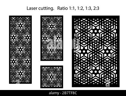 Satz dekorativer Vektorplatten für Laserschneiden. Stock Vektor