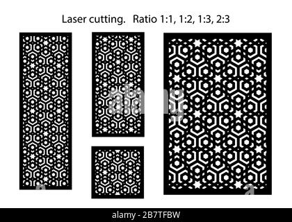 Satz dekorativer Vektorplatten für Laserschneiden. Stock Vektor