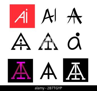 AI-Textsymbol für Logo und Symbol, Vektorgrafikdesign Stock Vektor