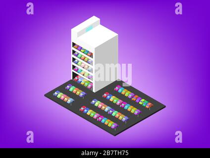 3D Isometric Parking Business, Vektorgrafik Design Stock Vektor