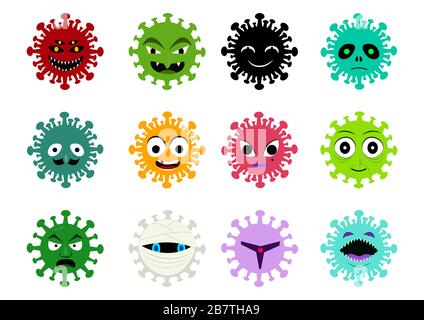 Set of Cancer and Virus Icon in Vector Cartoon Art Design Stock Vektor