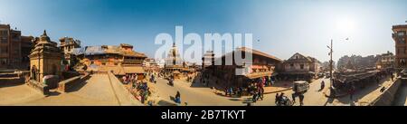 360-Grad-Panorama auf den Patan-Durbar-Platz in Nepal Stockfoto
