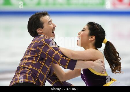 Kana MURAMOTO & Chris REED aus Japan, während des Eistanzes, Rythm Dance bei den ISU World Figure Skating Championats 2017 in der Helsinki Ice Hall, am 31. März 2017 in Helsinki, Finnland. Credit: Raniero Corbelletti/AFLO/Alamy Live News Stockfoto