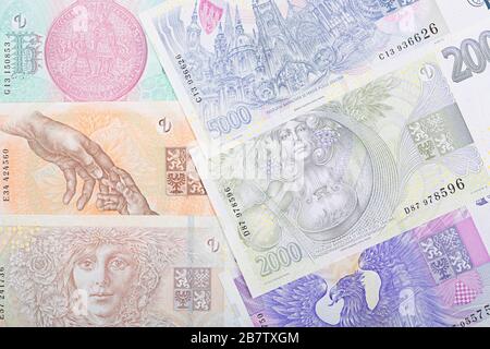 Tschechisches Geld - Krone ein geschäftlicher Hintergrund Stockfoto
