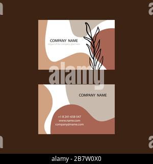 Kreative und saubere doppelseitige Visitenkartenvorlage. Orangefarbene und braune Farben. Vektorgrafiken Mit Flachem Design. Schreibwaren Design Stock Vektor