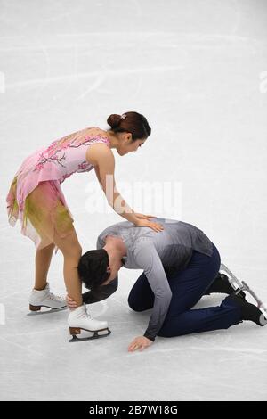 Kana MURAMOTO & Chris REED aus Japan, während des Eistanzes, Free Dance bei den ISU World Figure Skating Championats 2018 im Mediolanum Forum, am 24. März 2018, in Mailand, Italien. (Foto von Raniero Corbelletti/AFLO) Stockfoto