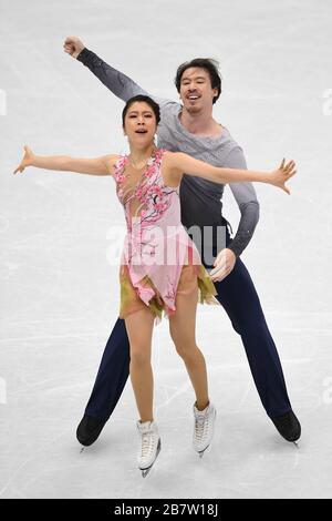 Kana MURAMOTO & Chris REED aus Japan, während des Eistanzes, Free Dance bei den ISU World Figure Skating Championats 2018 im Mediolanum Forum, am 24. März 2018, in Mailand, Italien. (Foto von Raniero Corbelletti/AFLO) Stockfoto