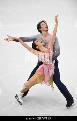 Kana MURAMOTO & Chris REED aus Japan, während des Eistanzes, Free Dance bei den ISU World Figure Skating Championats 2018 im Mediolanum Forum, am 24. März 2018, in Mailand, Italien. (Foto von Raniero Corbelletti/AFLO) Stockfoto