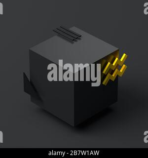 Abstraktes 3D-Rendering von geometrischen Formen. Modernes Hintergrunddesign für Poster, Cover, Branding, Banner und Plakat. Stockfoto