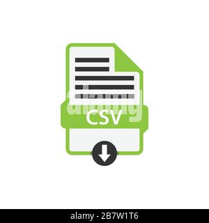 CSV-Datei Dokument herunterladen CSS-Schaltfläche Symbol Vektorbild. CSV-Dateisymbol flacher Grafikvektor Stock Vektor