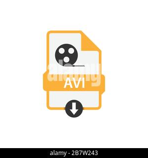 Vektorbild im AVI-Format herunterladen. AVI-Dateisymbol flacher Grafik-Vektor Stock Vektor