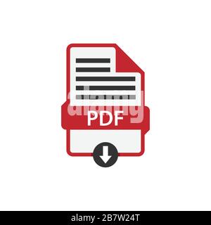 PDF-Dokument herunterladen PDF-Dateiformat Vektorbild. PDF-Dateisymbol flache Designgrafik PDF-Vektor Stock Vektor