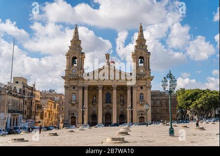 St. Publius Kirche, Valletta, Malta Stockfoto