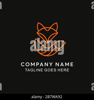 Mono Line Fox Design Logo Stockfoto