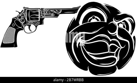 Suicide Headshot Emoticon Vector Illustration Design Art Stock Vektor