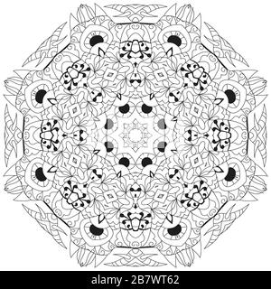 Hand gezeichnet zentangle kreisförmiges Ornament für Färbung Seite. Stock Vektor