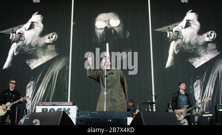 Aarhus, Dänemark. Juni 2018. Die englische Sängerin, Songwriterin und Musikerin Liam Gallagher führt ein Live-Konzert während des dänischen Musikfestivals Northside 2018 in Aarhus durch. (Foto: Gonzales Foto - Nikolaj Bransholm). Stockfoto