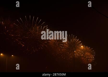 Feuerwerk im chinesischen Neujahr Hongkong Stockfoto