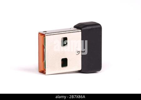 Mini-USB-Bluetooth-Adapter isoliert auf weißem Hintergrund Stockfoto