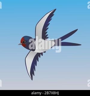Eine Illustration einer fliegenden niedlichen Scheune Schwalbe Stock Vektor
