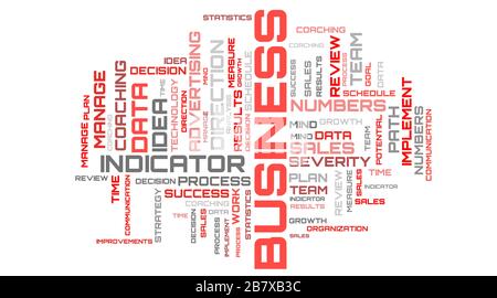 Abbildung des Konzepts der Cloud mit roter Wortwolke. Business Word Cloud-Konzept Stockfoto